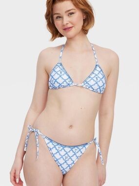 Roller Rabbit x Target Reversible Tie-Side Triangle Bikini Set NWT szS